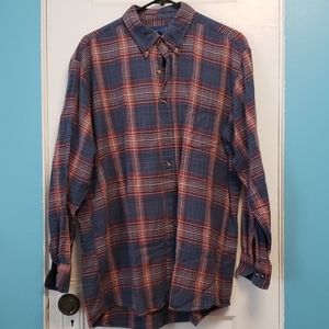 Flannel plaid red and blue long sleeve